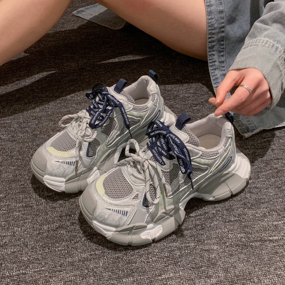 Chunky platform sneakers - "little monster" style - women's 2026 spring/summer new arrivals - versatile mesh upper, platform sole, height increasing casual athletic shoes
