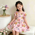 【matching family outfit】girls' cartoon spongebob dress - summer bubble sleeve floral dress - cute baby & toddler clothing