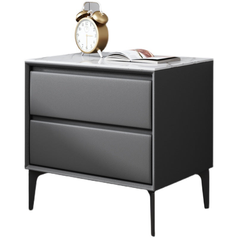 Bedside table modern casual slate accessible luxury solid wood for home bedroom bedside table leather casual simple popular storage cabinet