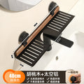 Walnut suction cup bathroom organizer - no drilling required, over-mirror faucet & vanity storage rack