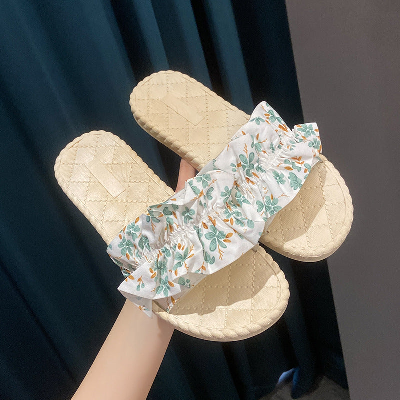 Women's slides - fairycore floral design, soft sole, non-slip flip-flops for outdoor wear, perfect for beach and pool