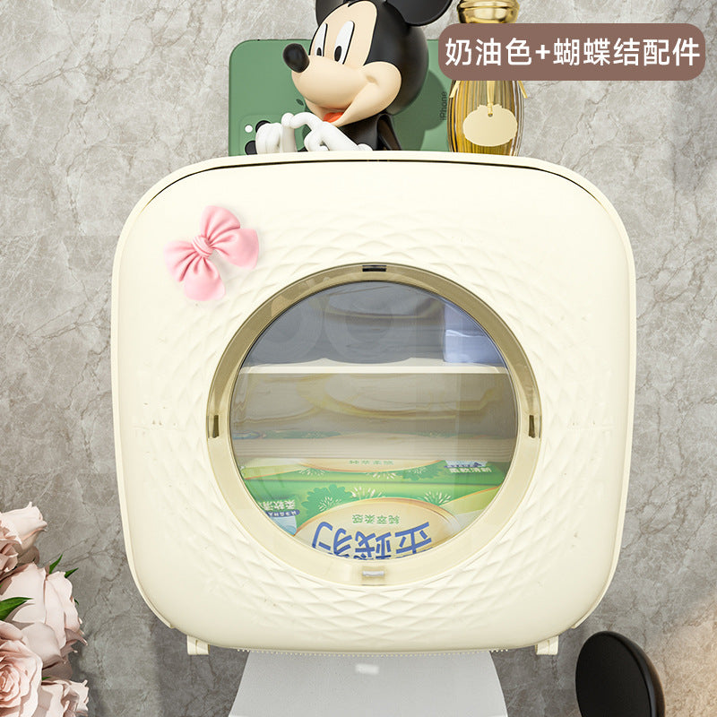 Bathroom tissue box wall-mounted toilet paper holder roll dispenser hand washroom bathroom punch-free waterproof storage rack