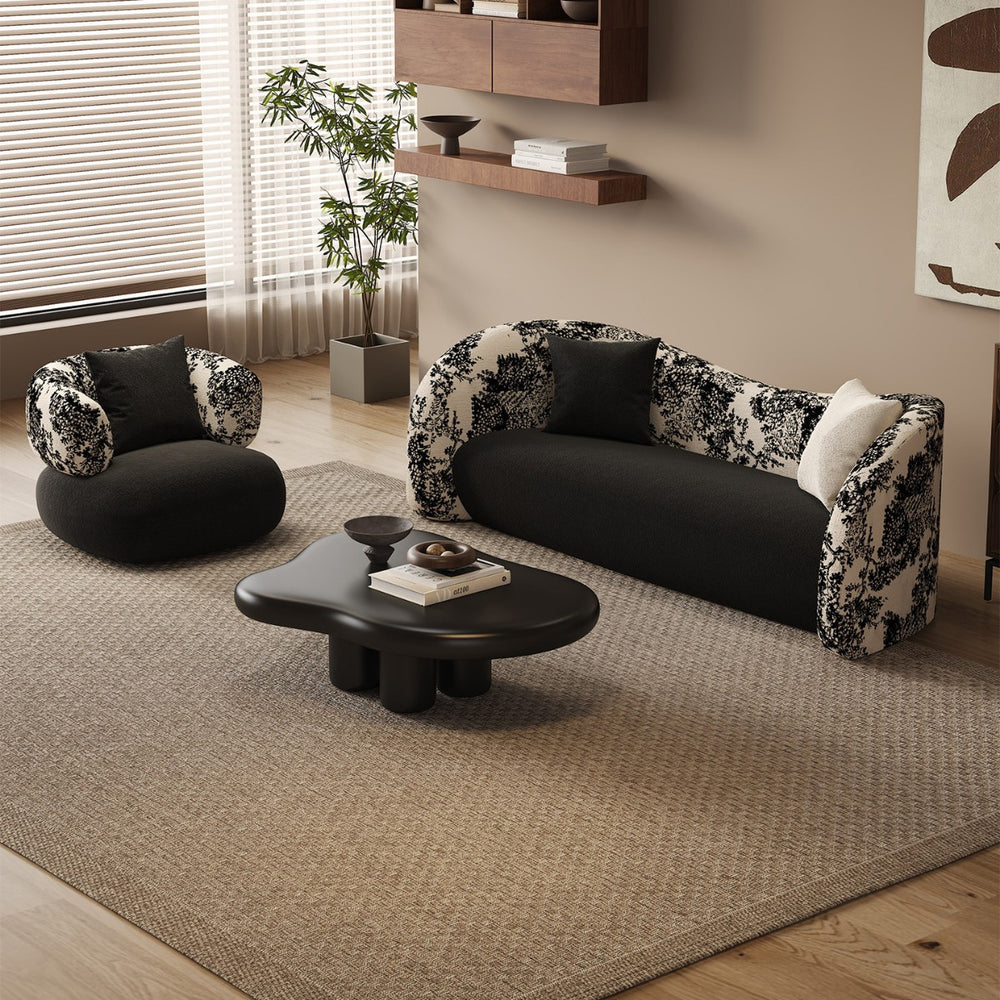 French-style small apartment living room curved sofa, suitable for hotels, b&bs, beauty salons, clothing stores, and trendy rest areas/reception sofas