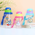Factory customized cute cartoon kids straw cup cross-border plastic water bottle portable outdoor water bottle kindergarten cup