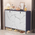 Steel shoe cabinet for home, shoe rack for entryway, hallway organizer with door and lock, minimalist large capacity faux stone shoe cabinet