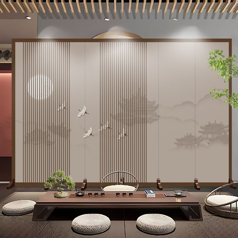 Screen partition landscape ink simple foldablemovable entrance facing the door living room baffle partition screen