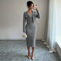 Exportfashionaccessible luxurywork clothing bouclé suitlong sleeves lapelshortoutwearmatching silm suspenders slimming look
