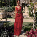 Winternew arrivalfashion style women's fashionsexyv neckhalter suspender tops fungus long skirt two-piece set