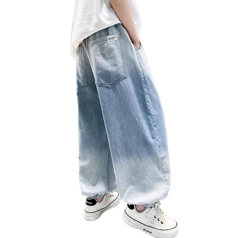 Boys' ice silk denim shorts - lightweight summer style,  new tencel anti-mosquito pants, versatile, loose fit, breathable & sweat-wicking, trendy