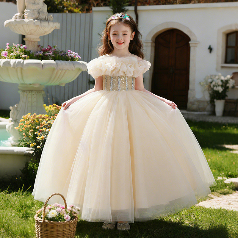 Girls' formal dress - premium openwork birthday princess gown -  new arrival - wholesale single piece - puffy flower girl dress