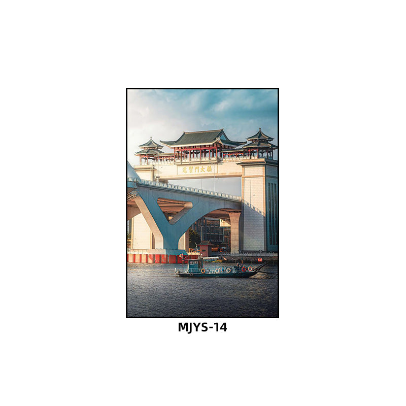 Jieyang ancient city architectural landscape hanging painting hotel box wall decoration painting hot pot restaurant restaurant characteristic cultural tourism mural