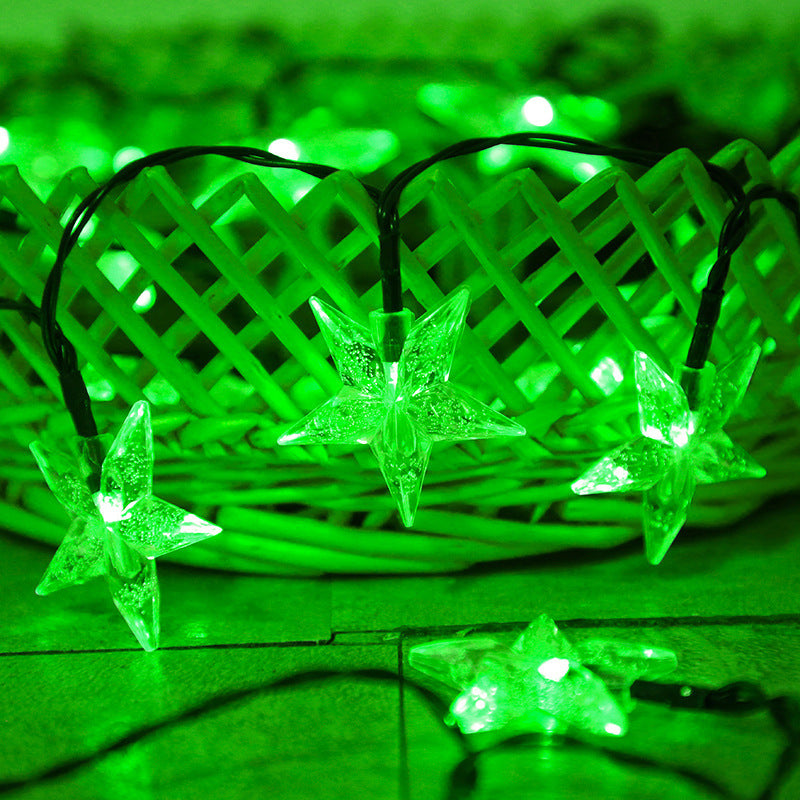Cross-border new LED solar star light string outdoor waterproof garden decoration led bubble star color flash light string