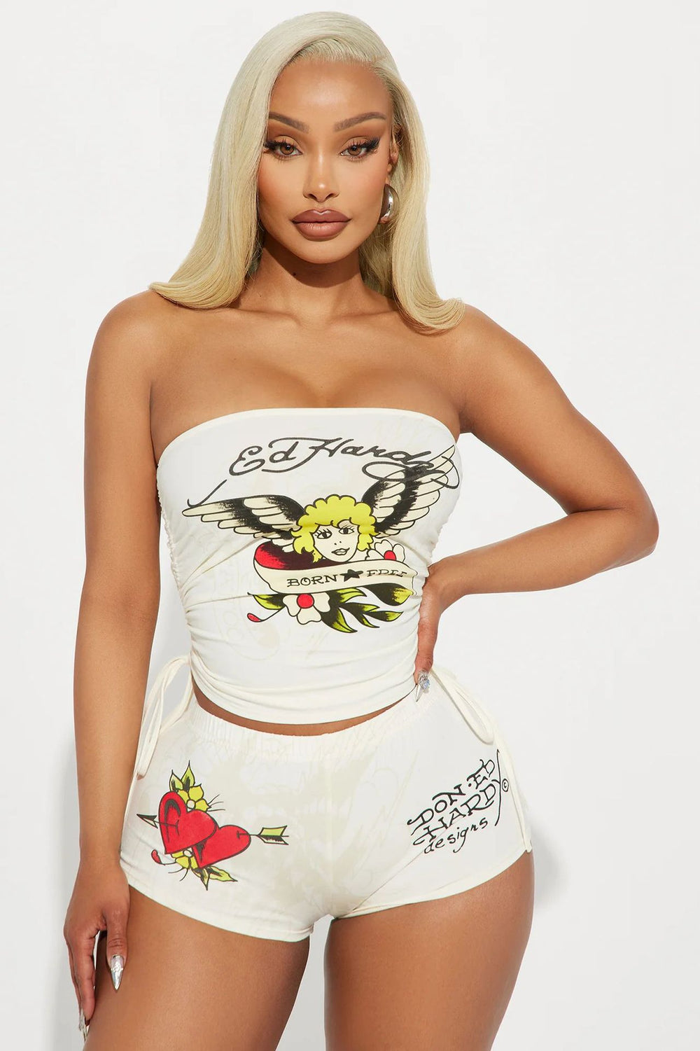 cross-border european and american women's apparel: unique and beautiful printed bandeau top and shorts set - wholesale two-piece layering outfit