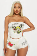 cross-border european and american women's apparel: unique and beautiful printed bandeau top and shorts set - wholesale two-piece layering outfit
