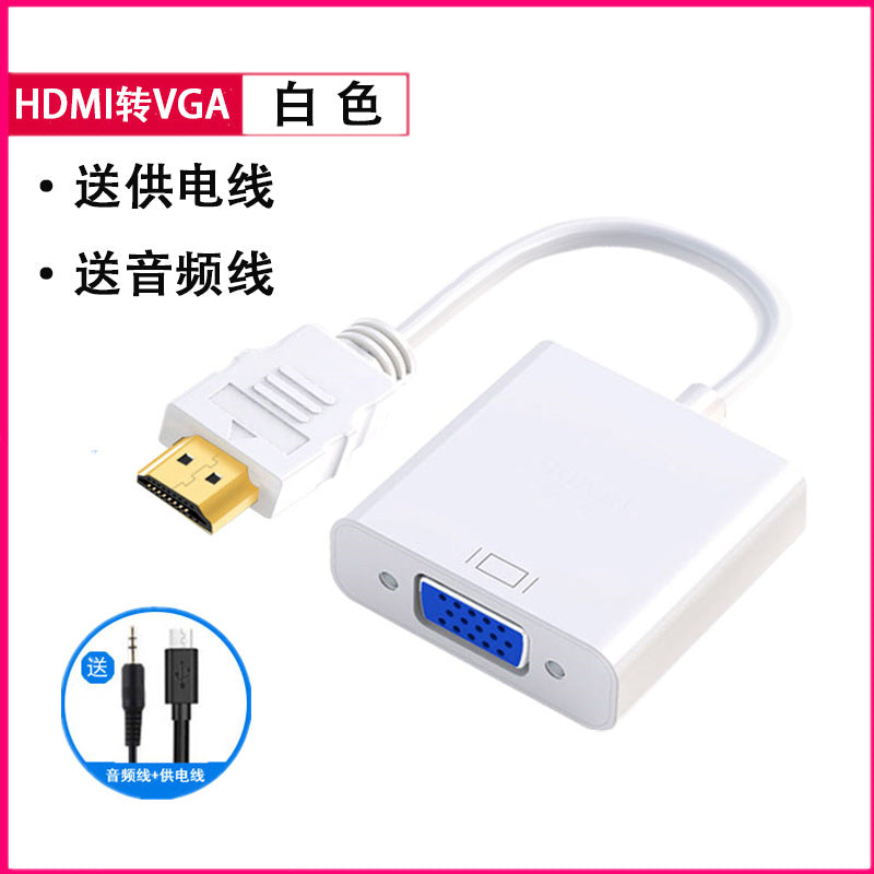 HDMI to VGA Converter with Audio Powered Laptop Monitor Projector Adapter Set Top Box