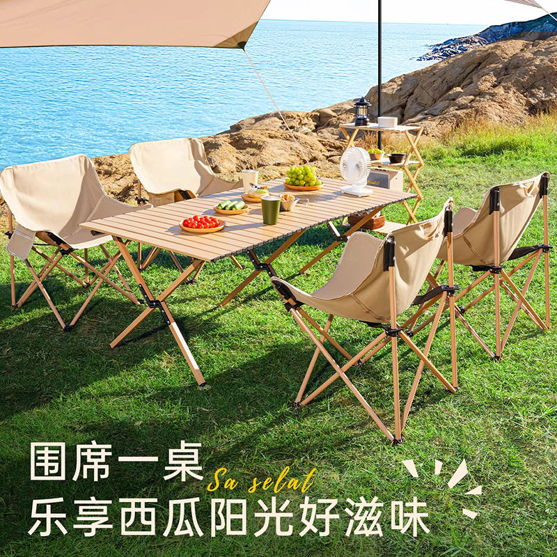 Outdoor foldable table egg roll table stalls convenient camping style table and chair suit picnic chair complete set of equipment supplies