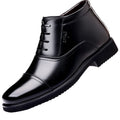 Winter men's triple-panel leather wool-lined cotton shoes - extra thick, warm, business formal, high-top