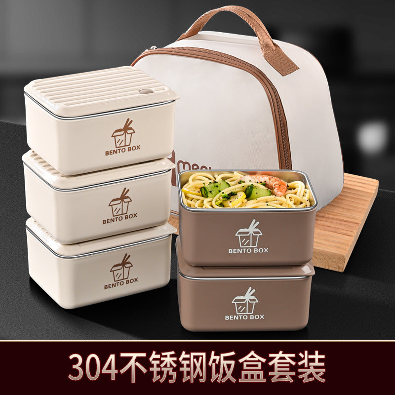 304 stainless steel food crisper lunch box office workers can microwave oven heating with rice lunch box sealed bento box