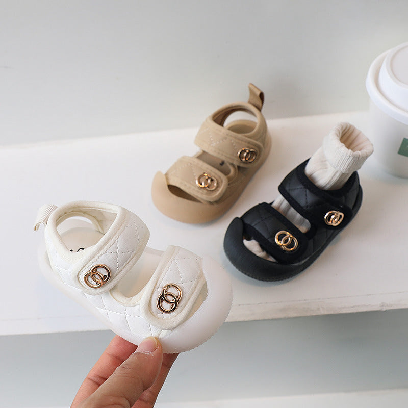 Summer baby sandals 1-2-3 years old soft sole non-abrasive first walker shoes boys casual shoes girls chanel-style children's shoes