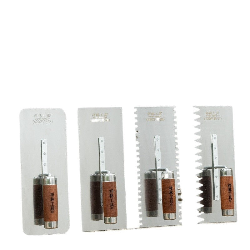 Stainless steel trowel, serrated trowel, tile laying tool, trowel, iron plate, plastering knife, toothed plastering tool