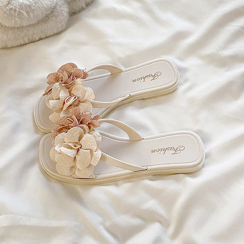 Trendy fairy flower slides - platform soft sole 2024 summer new women's one-strap sandals - versatile beach slippers