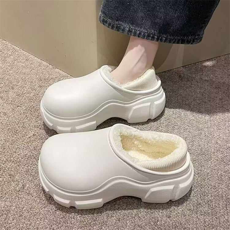 Women's winter cotton slippers - 2025 new indoor home cute warm fuzzy bowknot fleece-lined cotton shoes
