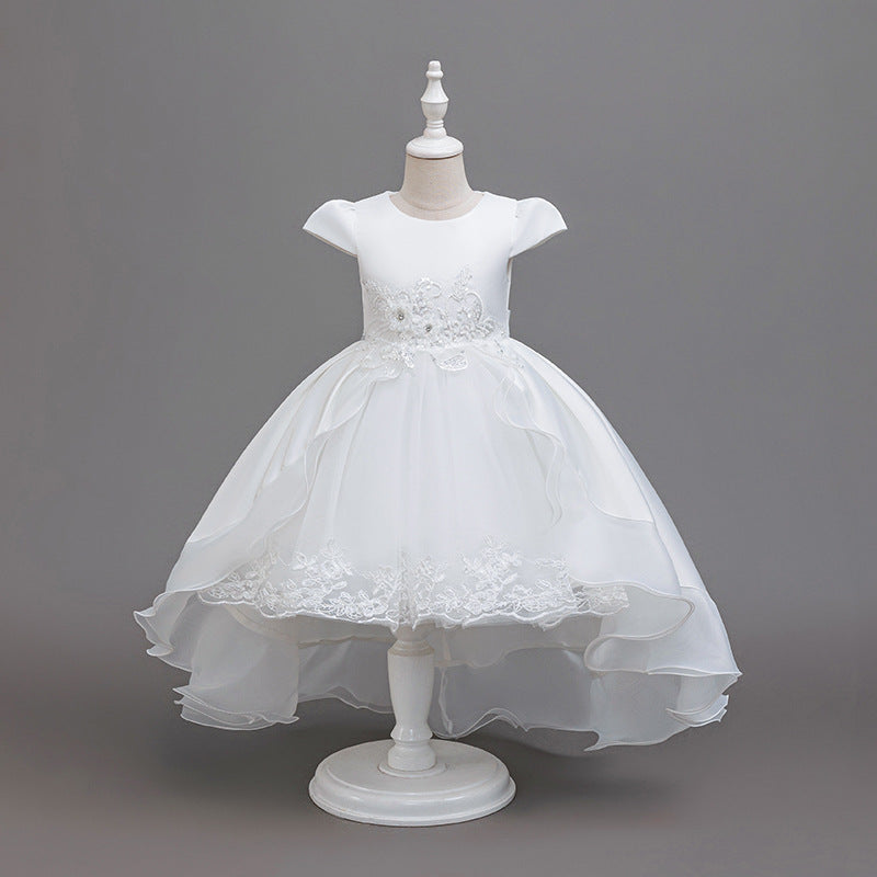 export girls' dresses, train skirts, flower girl wedding dresses, princess dresses, in-stock wholesale children's dresses, short-sleeve style