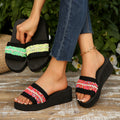 Outdoor heightening one-word women's back high heel non-slip summerfashionk-style trendycasual black open drag thick sole