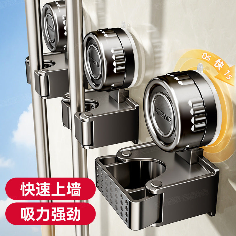 Rotating suction cup, mop clip, wall hanging, no punching, broom rack, bathroom cleaning tool storage buckle