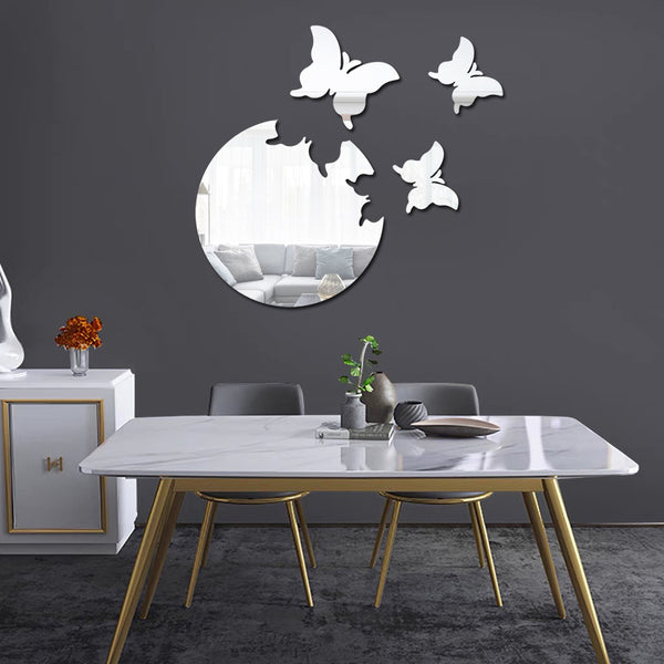 XN539 butterfly flying acrylic mirror wall sticker, bedroom room home decoration DIY self-adhesive mirror wall sticker