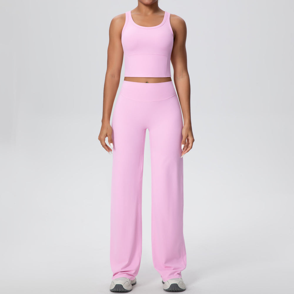 Naked feeling sports beautiful back yoga suit suit high waist silm hip straight-leg pants outdoor running quick-drying fitness suit
