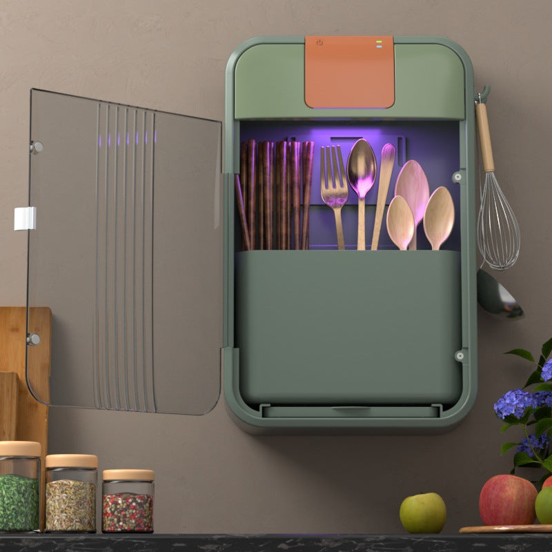 Uv sterilizer chopstick holder - kitchen storage box, organizer, anti-mold cutlery basket, spoon cage, wall-mounted