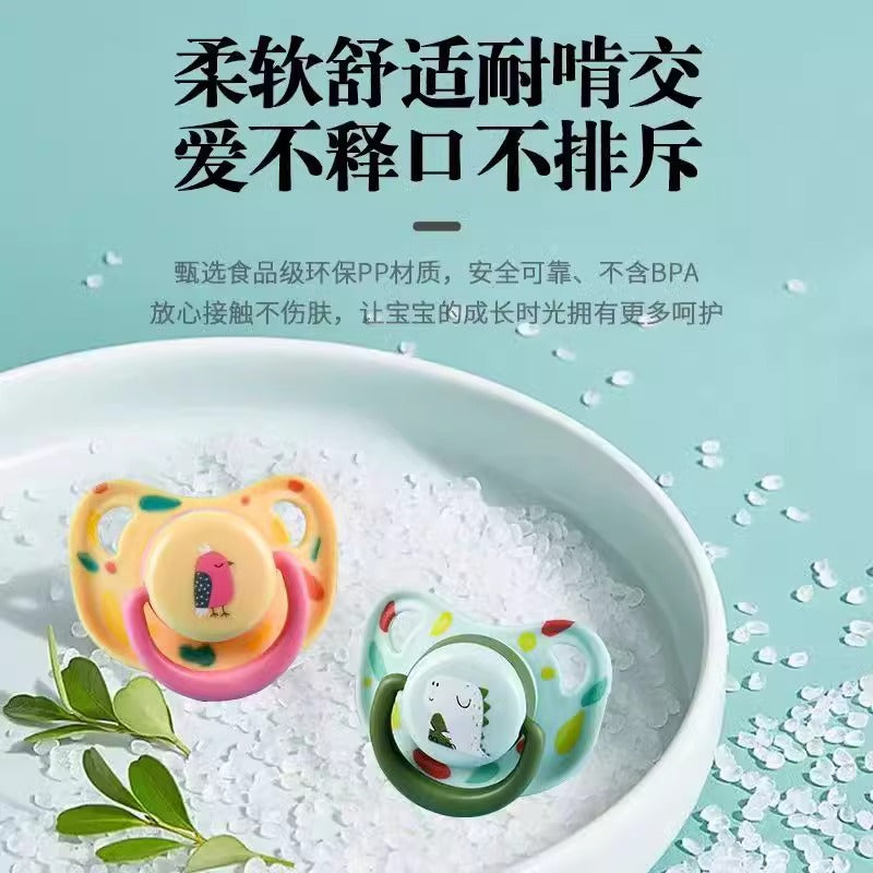 Newborn baby silicone pacifier anti-flatulence molar tooth glue baby sleeping baby coaxing artifact with storage box