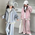 Girls' spring/autumn tracksuit set - stylish hooded wide-leg pants for older girls,  new korean style two-piece outfit