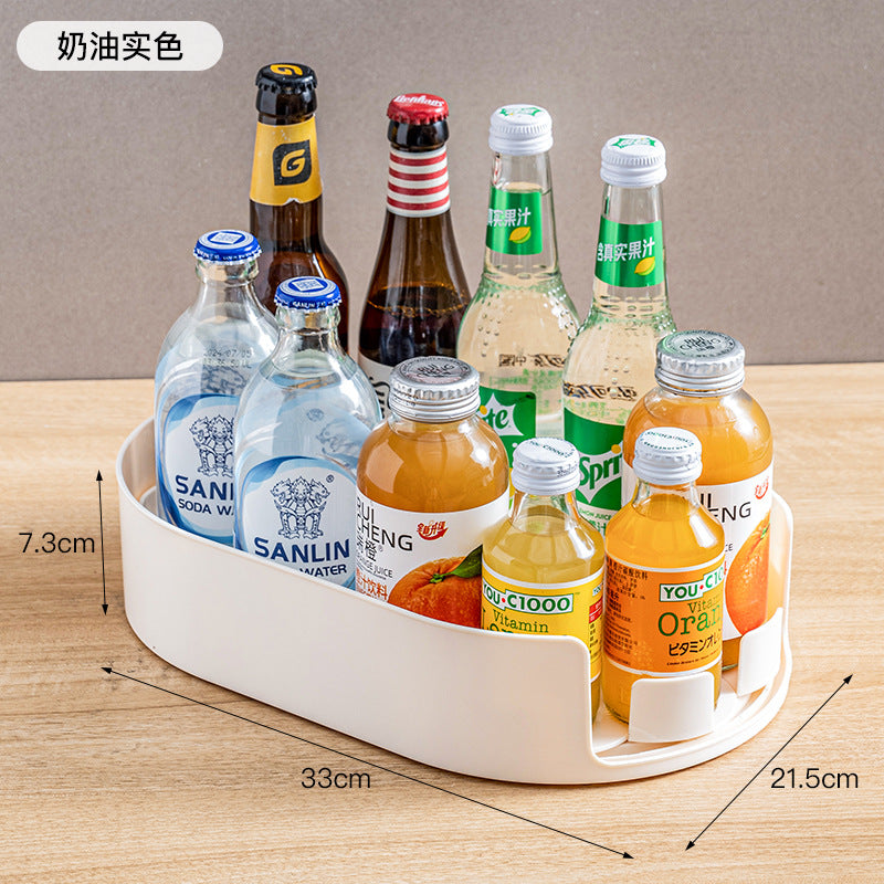Refrigerator Beverage Storage Rotary Shelf Seasoning Organizing Box Seasoning Tray Wine Turntable Seasoning Tray
