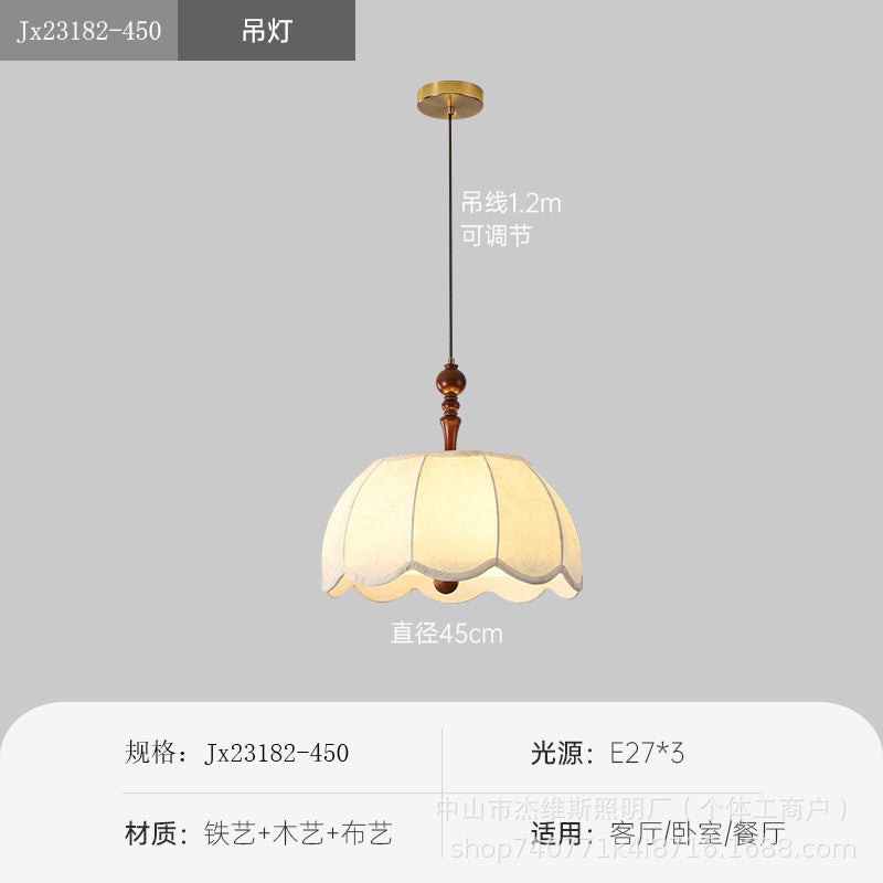 French lace fabric dining table chandelier solid wood top beads soft light fabric b&b restaurant kitchen bar soft decoration atmosphere