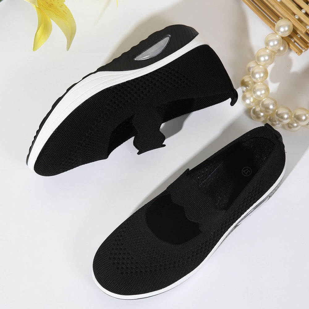 Breathable mesh platform sneakers - autumn  air cushion plus size slip-on running shoes for women -