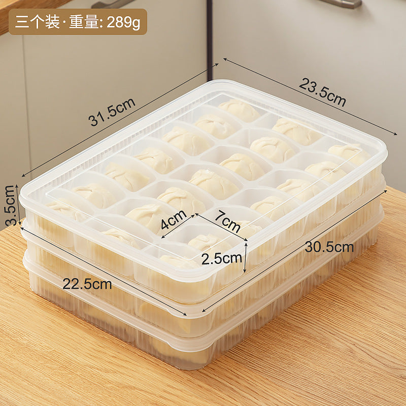Refrigerator fresh-keeping box divided into compartments Food storage box with lid Plastic food grade dumpling box Freezing box Large capacity