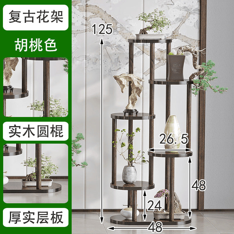 Flower stand living room floor-standing flower stand storage rack balcony flower pot bracket chinoiserie ornament rack green plant display rack