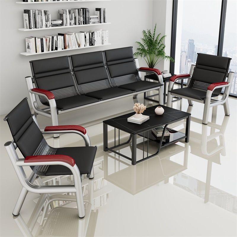 Office sofa coffee table combination lounge row chair simple three-slot iron frame bench aisle waiting sofa chair