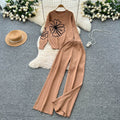 Sweatersuit women's fall and winter  new arrival lazy style fashion heavy industry embroiderloosepulloverknittingtops pants