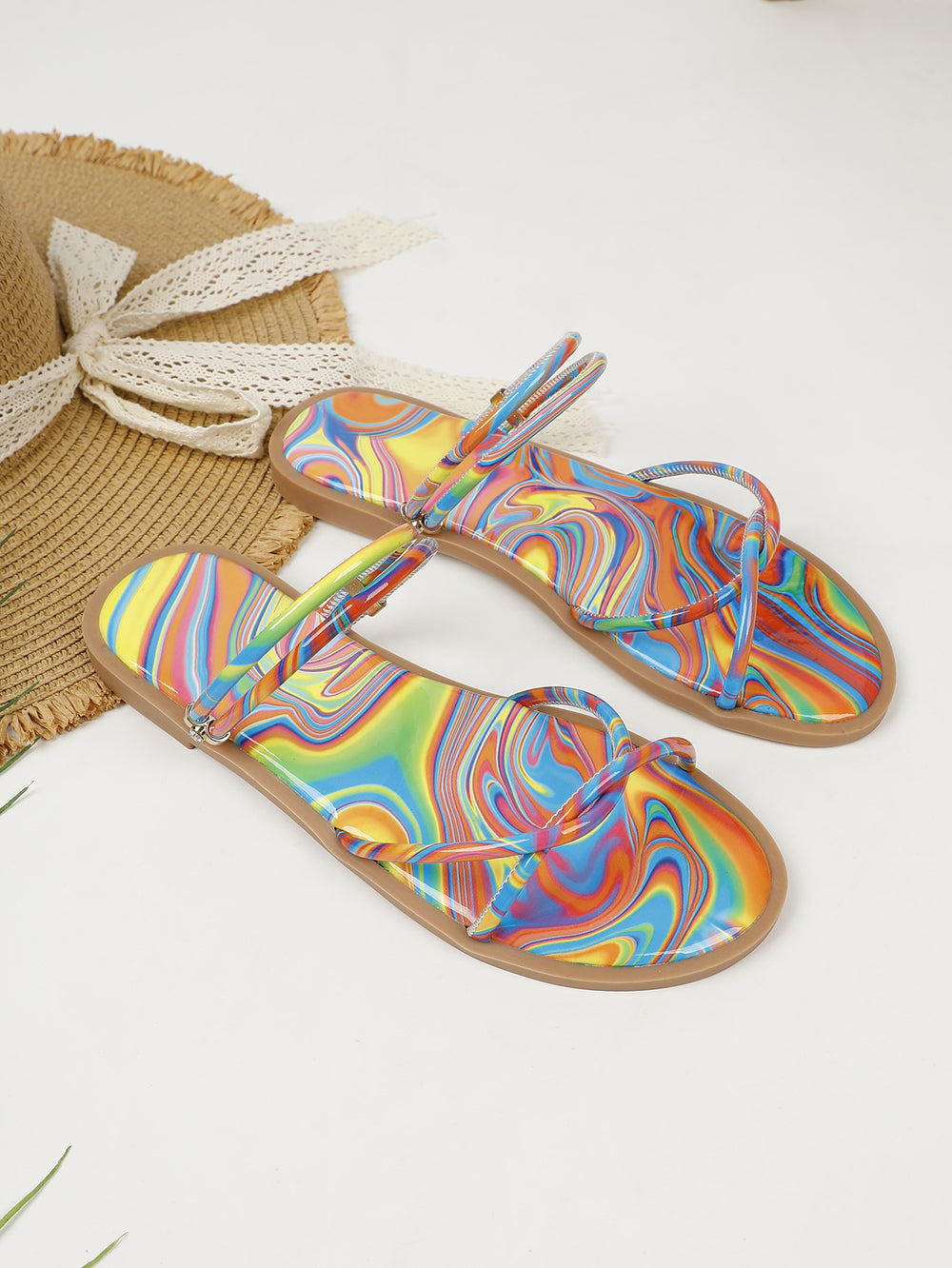 Women's slippers 2025 cross-border new arrivals: european and american style fashionable sandals, colorful open-toe flat slides for outdoor wear