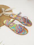 Women's slippers 2025 cross-border new arrivals: european and american style fashionable sandals, colorful open-toe flat slides for outdoor wear