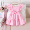 summer girls' tank top pink big bow flutter sleeve dress kids sweet sleeveless dress children's clothing in stock