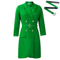 D3284  new arrival: high-waisted, slim-fit, pleated, patchwork midi blazer dress for export