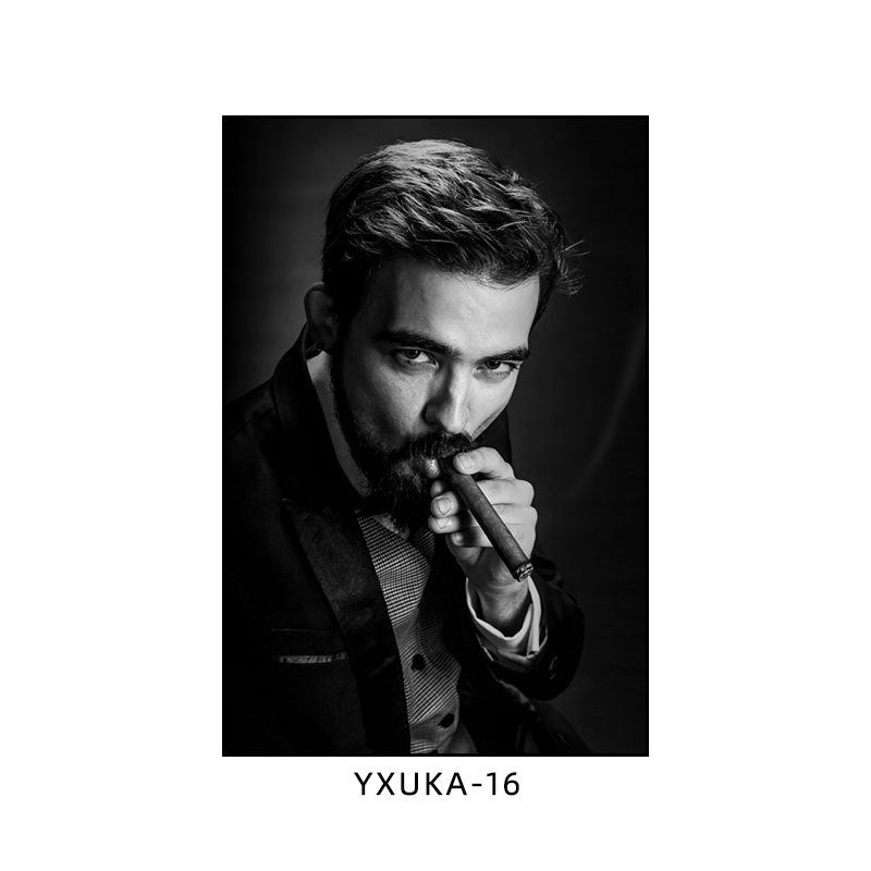 Cigar painting American bar high-end club nightclub box wall decoration painting whiskey winery beautiful woman mural