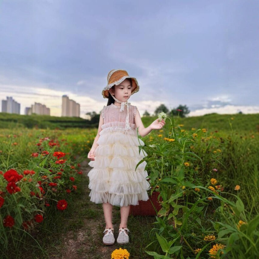 Girls' summer new sleeveless tiered dress princess tutu dress kids birthday party dress