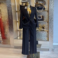 European and american cross-border women's fashion:  spring new collection - stylish and elegant striped blazer and wide-leg pants casual set