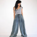 European and american style women's casual jeans -  cross-border fashion - streetwear elastic waist drawstring loose straight-leg pants