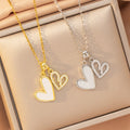 [titanium steel] japanese and korean new copper inlaid zirconium love necklace women's niche classy fashion elegant clavicle chain jewelry